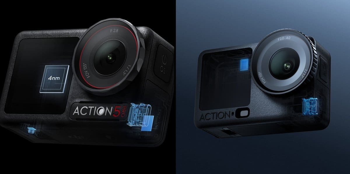 DJI Osmo Action 5 Pro và DJI Osmo Action 6 đặt cạnh nhau để so sánh