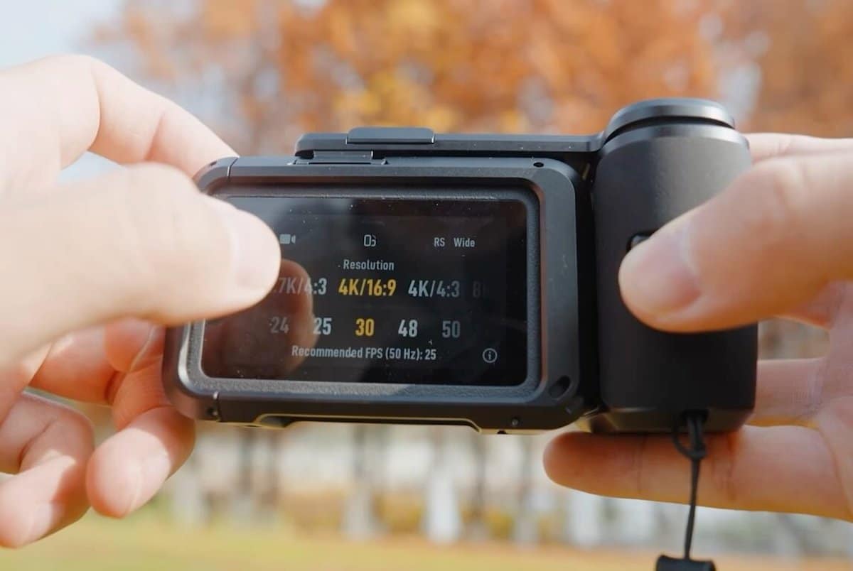 Chọn độ phân giải 4K và tốc độ khung hình trên màn hình Osmo Action 6