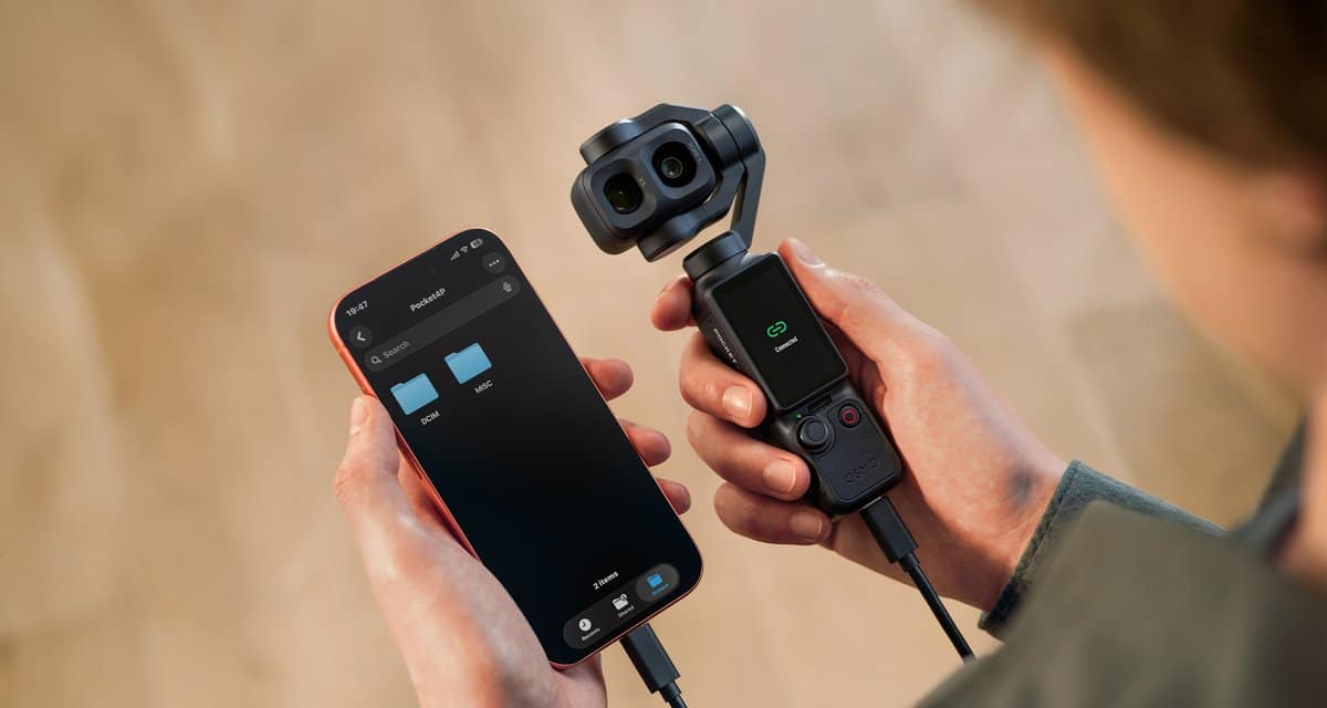 Kết nối Osmo Pocket 4P với điện thoại bằng cáp để chuyển file