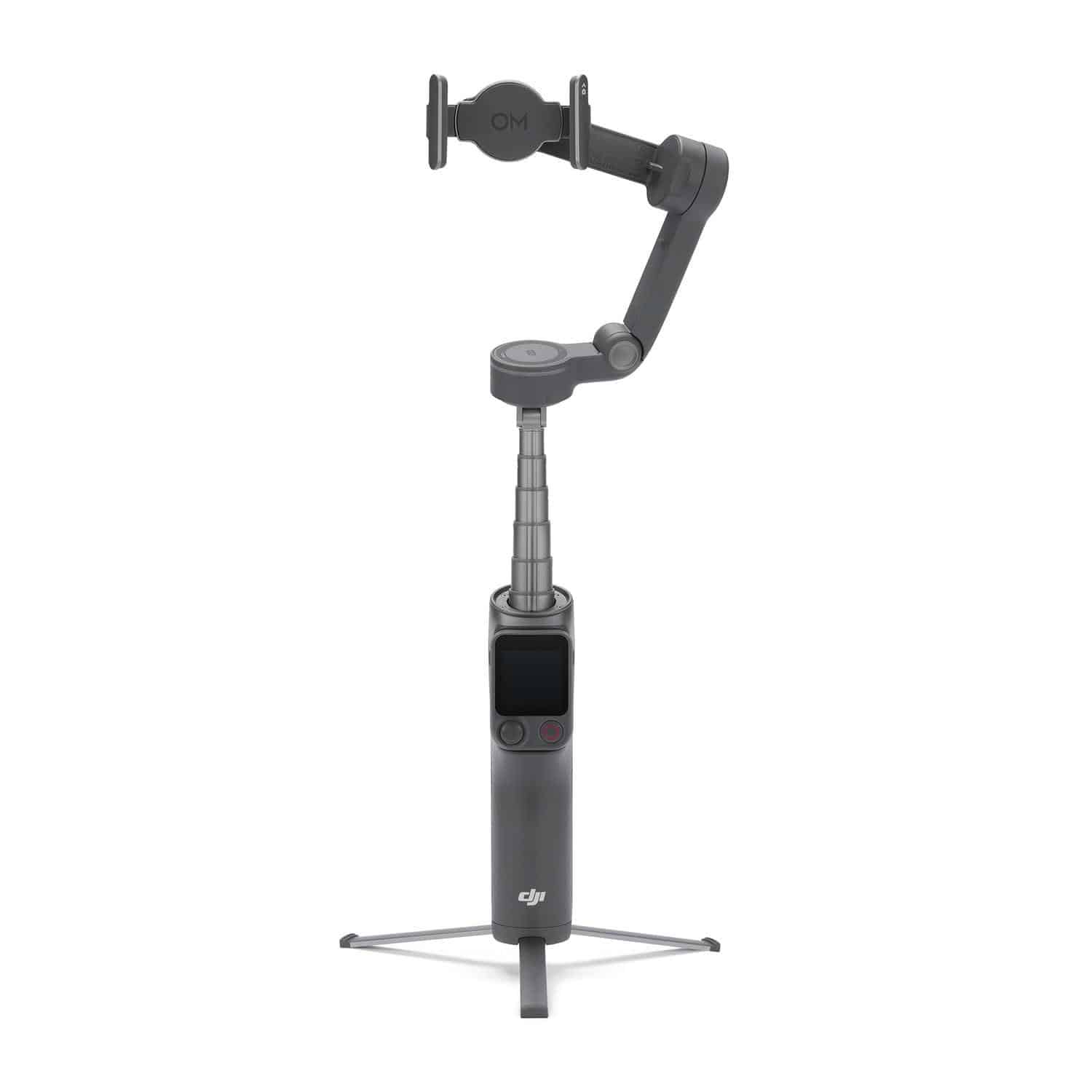 DJI Osmo Mobile 8P mở cánh tay, kẹp điện thoại và chân tripod